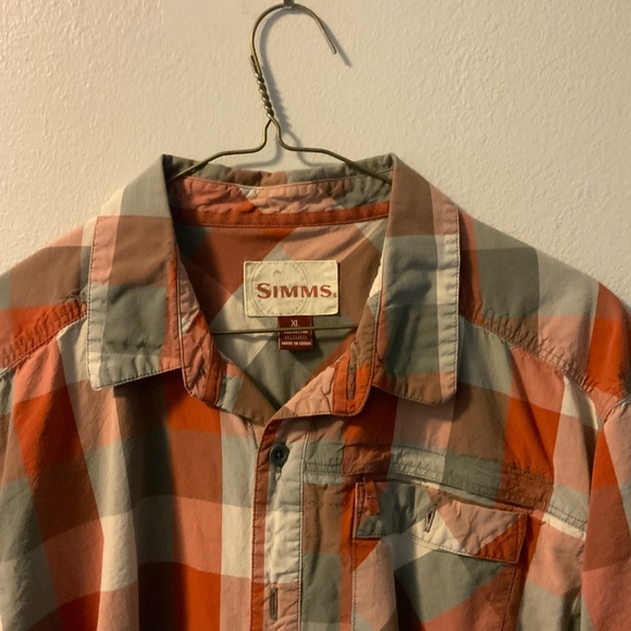 Simms Men’s Plaid Short Sleeve Shirt – Size XL - Picture 2 of 2